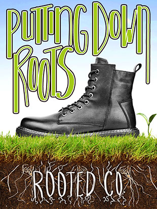 Advertisement for the shoe brand Rooted Co.